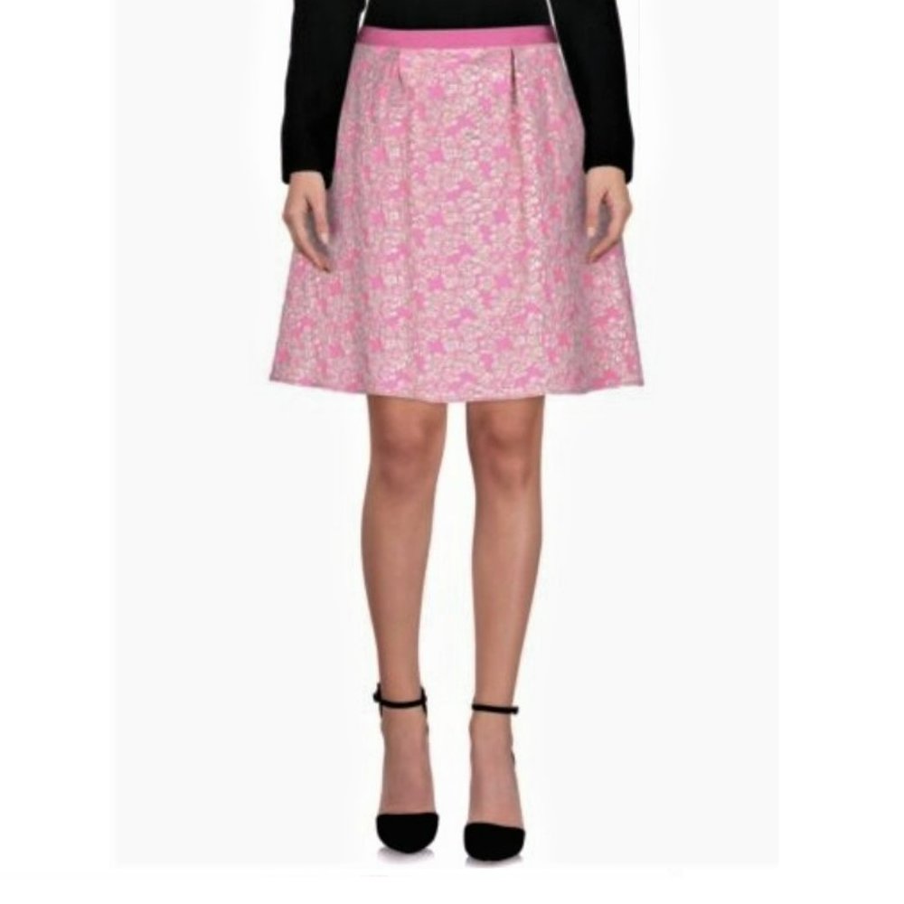Blue Les Copains A-Line Metallic Jacquard Skirt